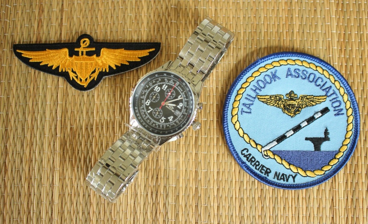 NOS TAILHOOK ASSN NAVAL CARRIER MILITARY AVIATOR PILOT WATCH + BOX
