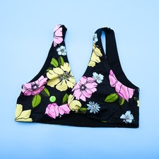 Victorias Secret Small Black Floral Wrap Pullover Bikini Top Padded Swimwear VS