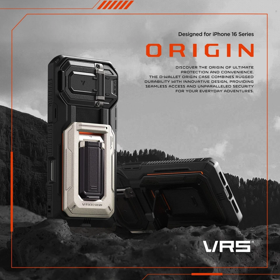 For iPhone 16 Series Case VRS Design [Origin] Semi Auto Card Wallet & Kickstand - Image 2 of 4
