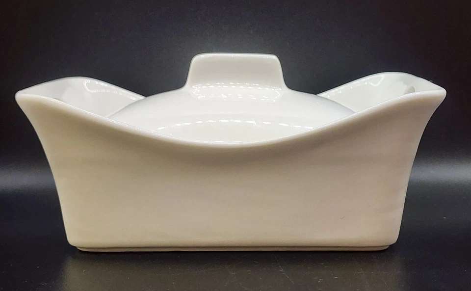 Blue Harbor Porcelain White Butter Dish With Lid, Modern 4.75x2.75x2.5 inches - Image 2 of 4