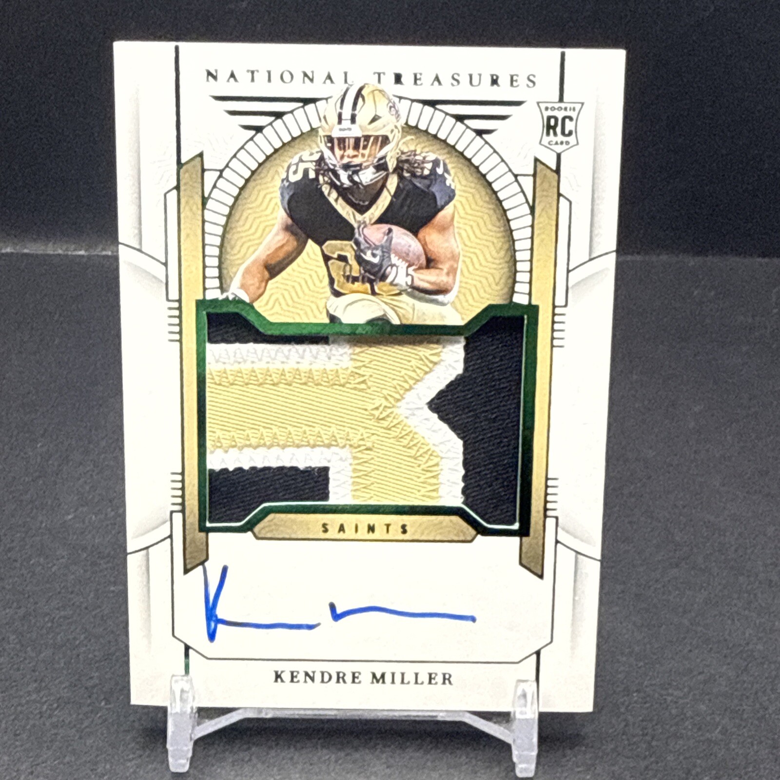 Kendre Miller 2023 National Treasures #177 Rookie Patch AUTO Green SP 6/25 SA1