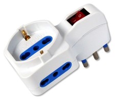 Techly Adattatore con 2 Prese Bipasso e 1 Bipasso/Schuko con Spina 16A