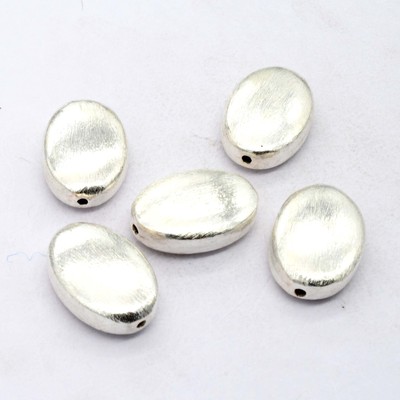 6 Stück 24X16X8MM Oval Gebürstete Perle Aus Sterlingsilber Beschichtet