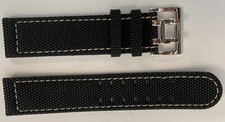 20 Mm Hamilton Watch Strap Leather-Textile Material Mix Buckle Neutral Black