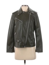 Scoop Women Green Faux Leather Jacket Xs