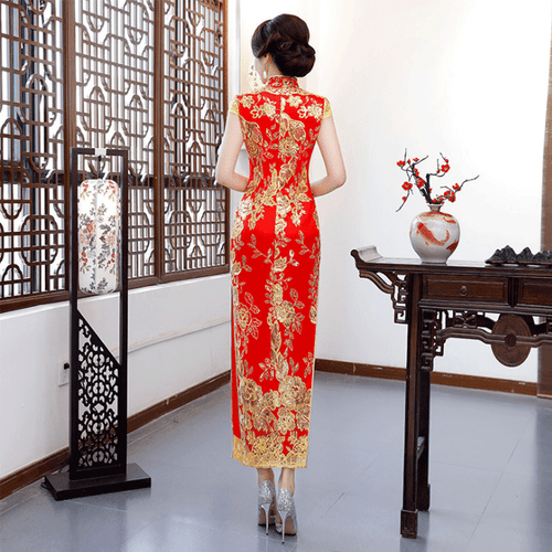 Chinesisches traditionelles langes Cheongsam Damen Spitzenkleid Abschlussball Qipao Größe M-4XL - Bild 4 von 12