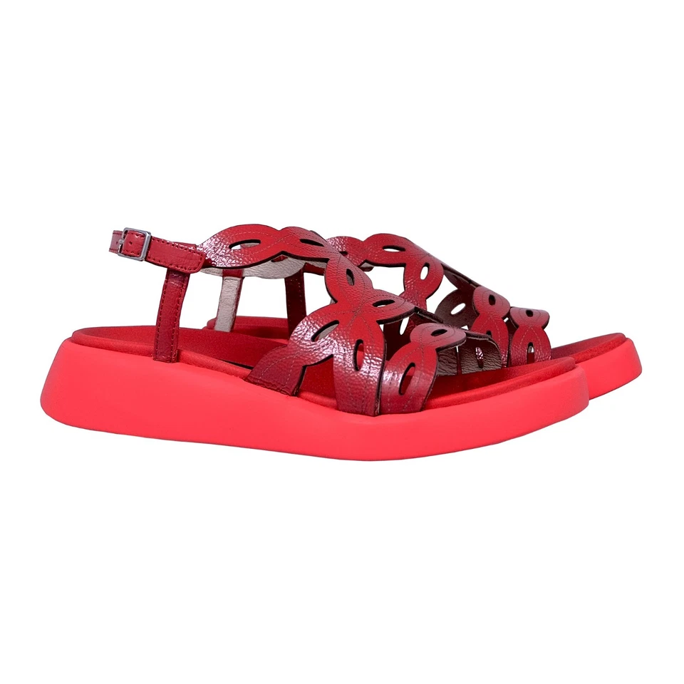 Wonders Darya Damen Sandalen Flach Rot Leder C-6542 - Komfort - Bild 3 von 4