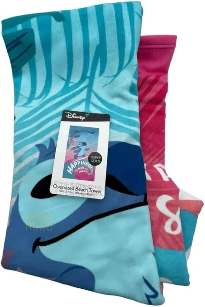 Disney Lilo & Stitch Beach Towel - Floral Happiness Oversized Towel - 40" x 72"