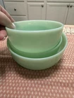 Vintage Fire-King Jadeite Bowls Set of 3 Anchor Hocking Green Milk Glass