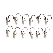 Snowman Christmas Shower Curtain Hooks Decorative Seasonal White Set of 12