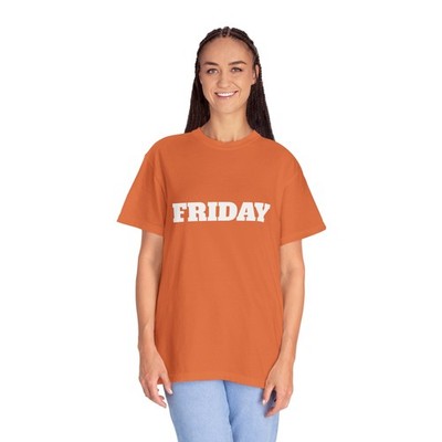 FRIDAY Retro Collegiate Style Unisex T-shirt | Weekday Block Tee, Comfort Color