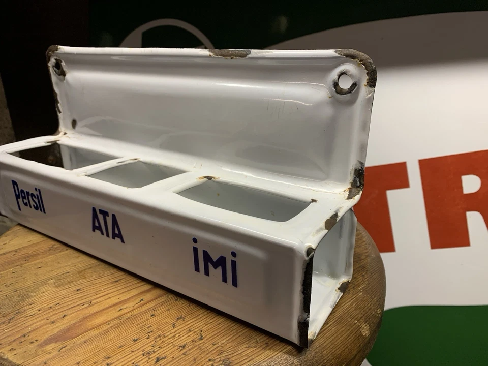 Emaile Wandregal für Persil, ATA, IMI Waschmittel Regal 1920/30er Jahre  - Bild 2 von 4