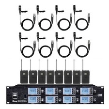 Multi Lapel Microphone Wireless System UHF 8 Channel Condenser mic for Church DJ