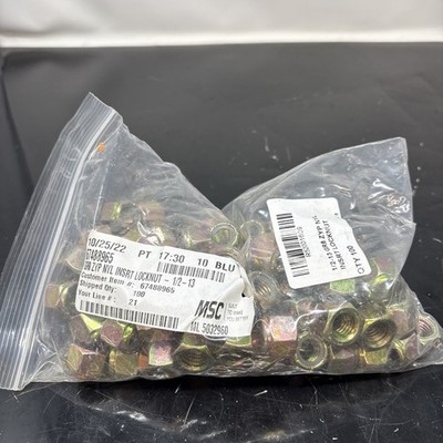 MSC Grade 8 ZYP NYL insert Locknut 1/2-13 Qty.100 