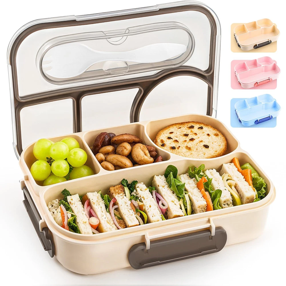 4-Compartment Bento Lunch Box for Adults & Kids Drop-Proof Design