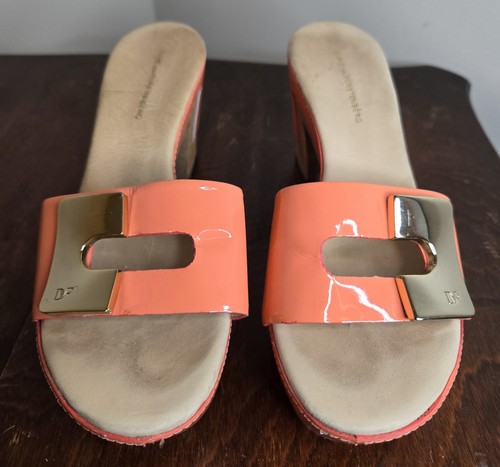 DIANE VON FURSTENBERG ORANGE PATENT LEATHER MULES SIZE 7M