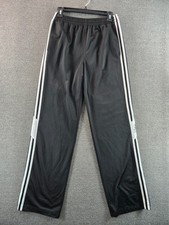Vintage Adidas Track Pants Youth XL Black Warm Ups Pockets Y2K Baggy Basketball