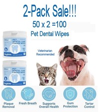 100x Pet Dental Finger Wipes Dogs Cats Teeth Gums Cleaning Fresh Breath Hygiene