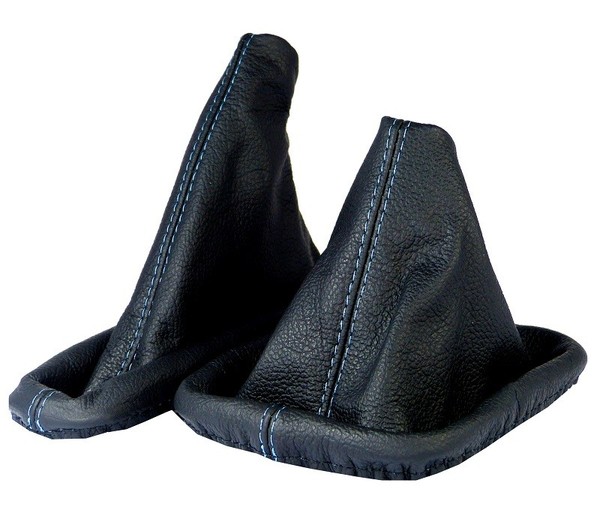 Schaltsack + Handbremsmanschette FüR BMW 3Er E36 100% Leder Echtleder Naht Blau-image