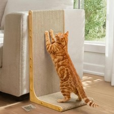 SnuggleSpruce Cat Scratcher, Cardboard Scratching Post Pad, L-Shape, Neutral