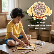 Fun Animal Design For Kids  Adults Colorful Dog-Shaped US Wooden Puzzle S8X4