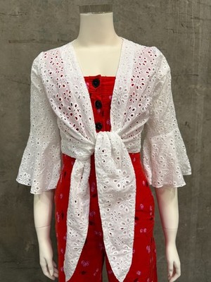 Marina St. Barth Positano Orione White Eyelet Lace Wrap Top NWT One Size