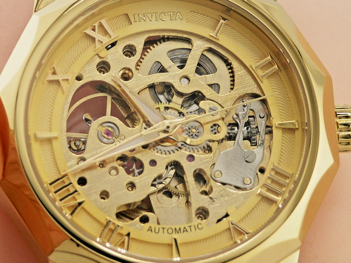 NEW INVICTA 69123 OBJET D ART SKELETON AUTOMATIC GOLD WATCH