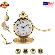 Classic 1920s-Inspired Gold Pocket Watch with Chain - Unisex Design