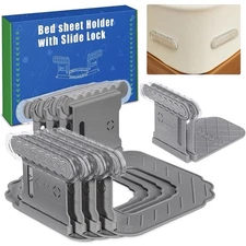 Bed Sheet Holder with Slide Lock, Universal Fitted Sheet Easy Install (White)