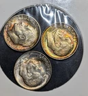 3 Different CH/BU To Gem BU Toned Roosevelt Silver Dimes Beautiful Album Toning