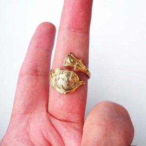 Authentic Gold Ring, Gold Plated Ring, Sterling Silver Ring, Spoon Ring, Floral Ring