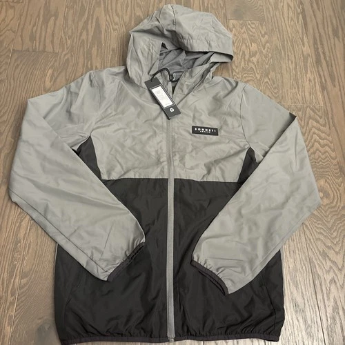 NWT Sonneti London Saul Hooded Full-Zip Windbreaker Jacket Mens Gray Small S - product listing photo