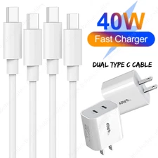 For iPhone15 16 16e 17 Samsung Fast Charger 40W Dual PD USC Adapter Type C Cable