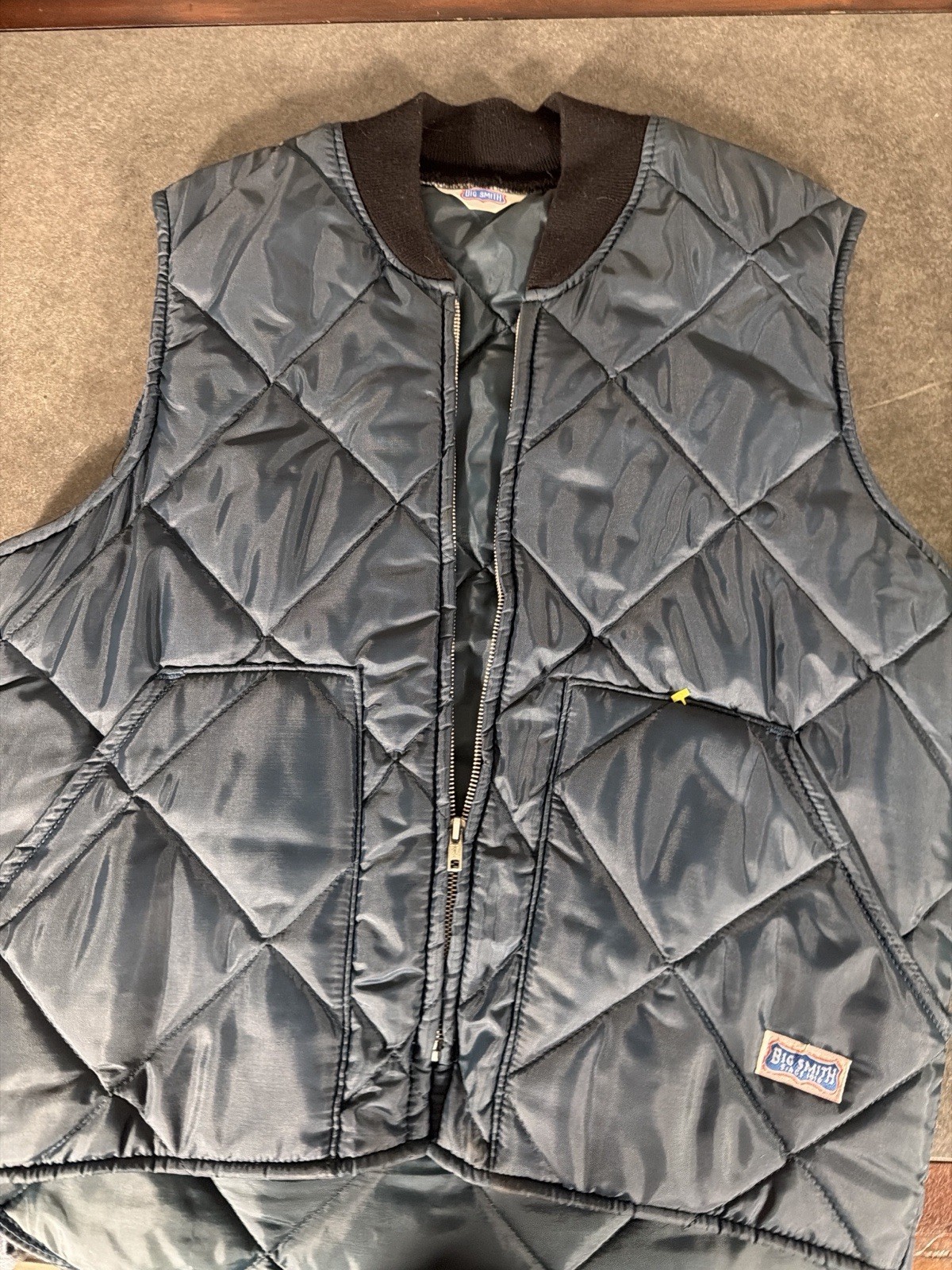 Vintage 80’s Big Smith Diamond Quilted Blue Puffer Vest Medium Vest Jacket Men