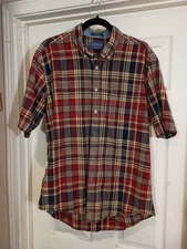 VINTAGE PENDELTON DARK SEASIDE Mens Multicolor Short Sleeve Shirt Size L