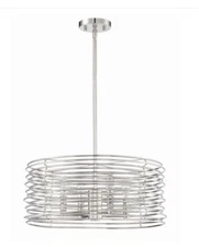 Park Harbor Francesca 4 Light 20" Wide Drum Pendant # PHPL6474PN Polish Nickel