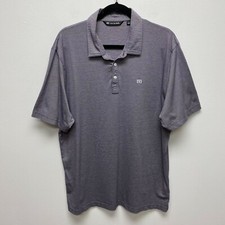 Travis Mathew Mens Blue Stripe Short Sleeve Pima Cotton Blend Golf Polo Shirt XL