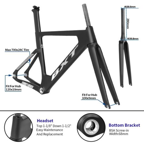 Full Carbon Track Bike Frame 700C Carbon Fiber Single Speed/Fixed Gear Frame - Picture 4 of 34