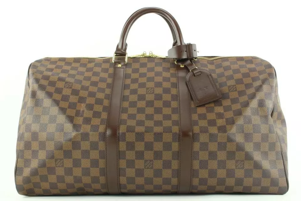 Louis Vuitton Damier Ebene Keepall 50 Duffle Bag 4lv1123