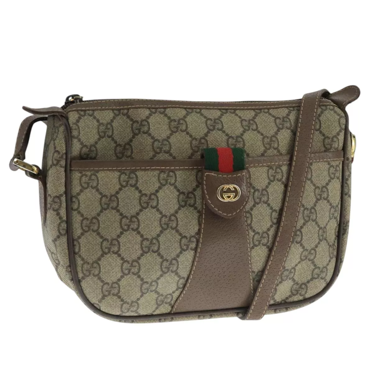 Sac à bandoulière GUCCI GG Supreme Web Sherry Line PVC beige rouge vert authentique 109874
