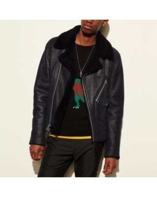 1941 HERITAGE COACH MENS SHEARLING MOTO JACKET SIZE 46 - $2200