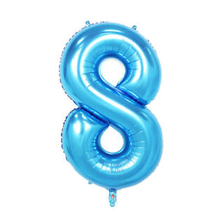 40 Giant Blue Eight Year Old Baby First Birthday 8 Month Number Float Balloon Ebay