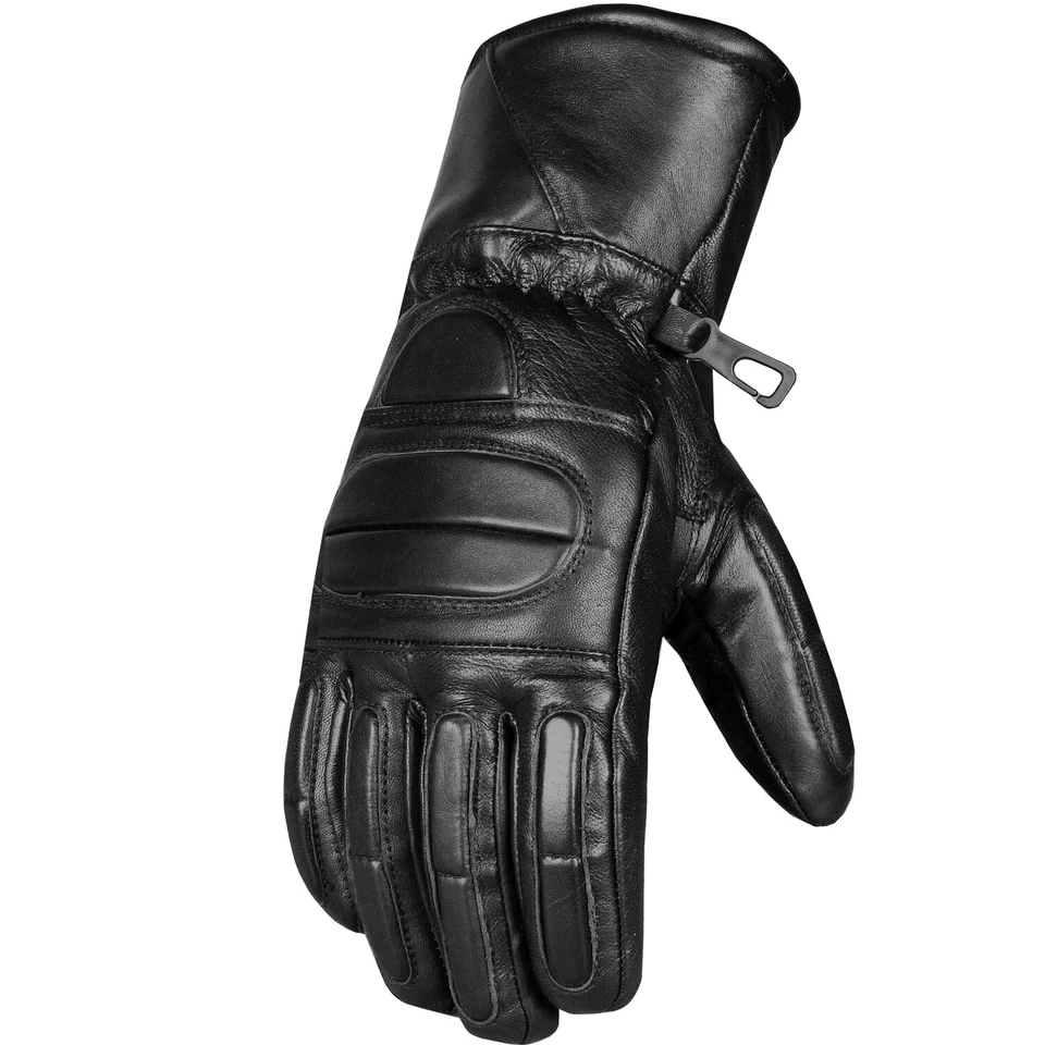 Men’s Winter Gauntlet Motorcycle Gloves, 100% Natural Sheep Leather Thinsulate - Image 3 of 4