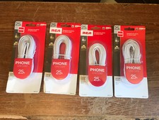 4 RCA 25 Ft Gray Phone Line Cord RCA TP243WHR Also Fax Cord, New