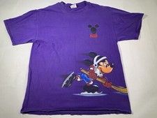 Disney Hockey Mickey Mouse Goofy Vintage Purple Graphic T Shirt Sz L