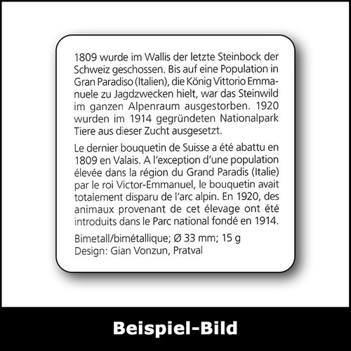 Schweiz CHF 10-Gedenkmünze „Alpensteinbock“ 2007 (CuNi; PP) + Etui, CoA - Bild 5 von 6