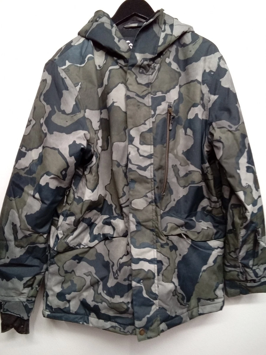 Quicksilver Full Zip Hooded camo Jacket Size L 6D3B