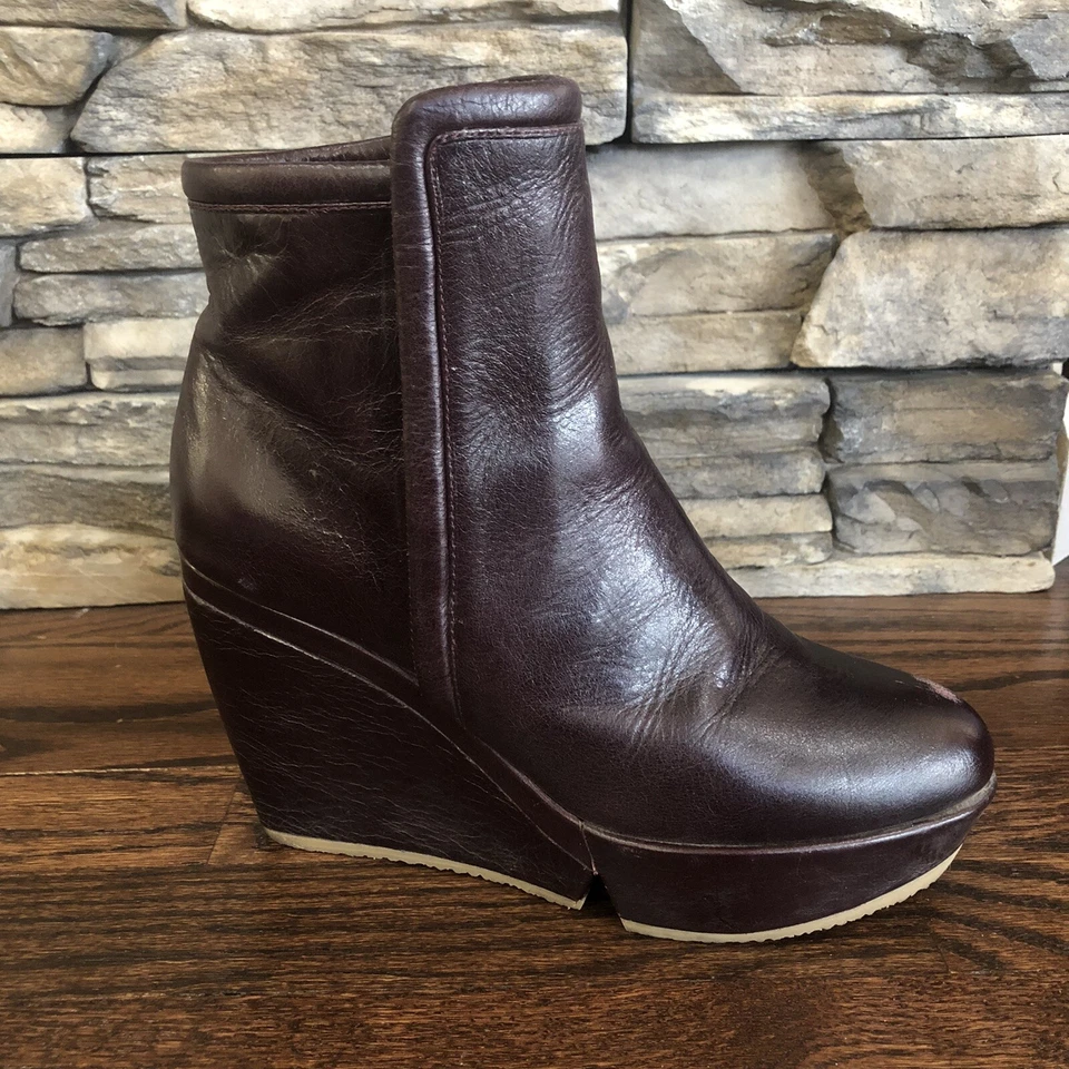 Botines Farylrobin Anthropologie para mujer talla 7,5 plataforma cuña cuero marrón Foto 3 de 4