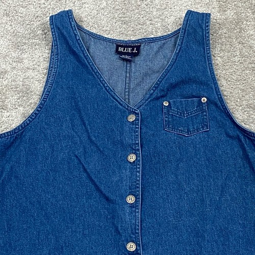 Vintage Jumper Dress Large Blue Denim Maxi Jean Western Cottage Boho - 第 2/14 張圖片