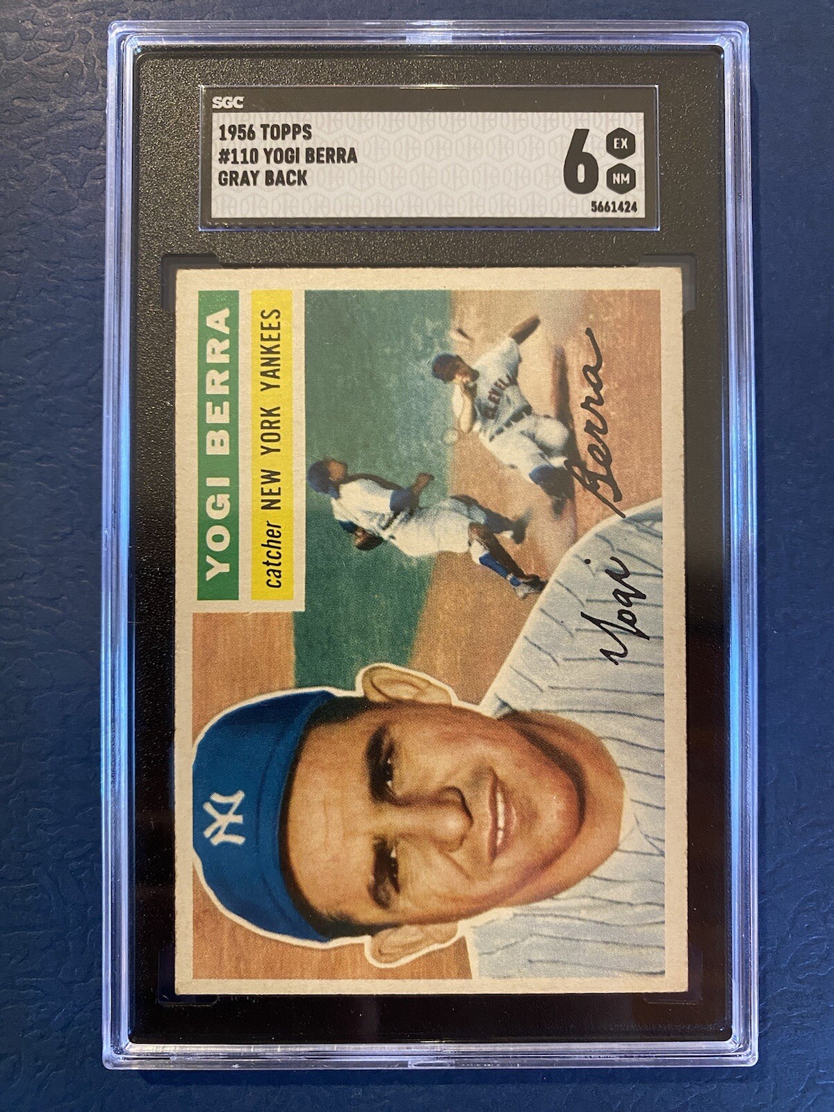 1956 Topps Baseball #110 Yogi Berra Gray  Back SGC 6 Yankees HOF